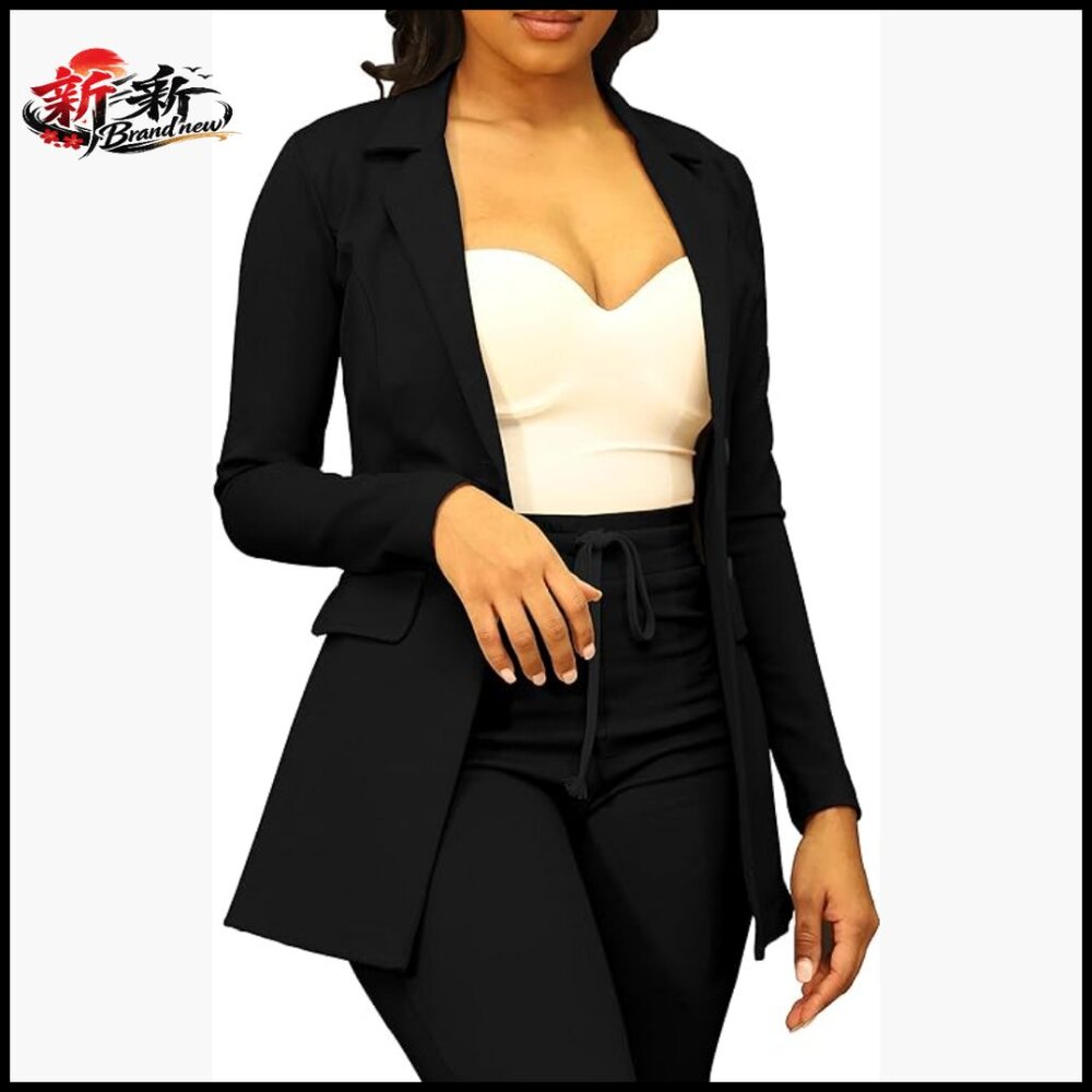 Rayon Nylon Spandex Blazer Lapel Button Long Sleeve Work Business Jacket